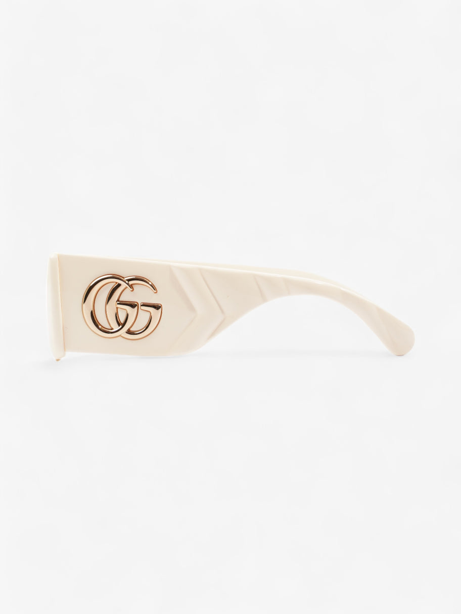 Gucci GG Logo Quilted Rectangular Sunglasses Cream Acetate 145mm Image 2