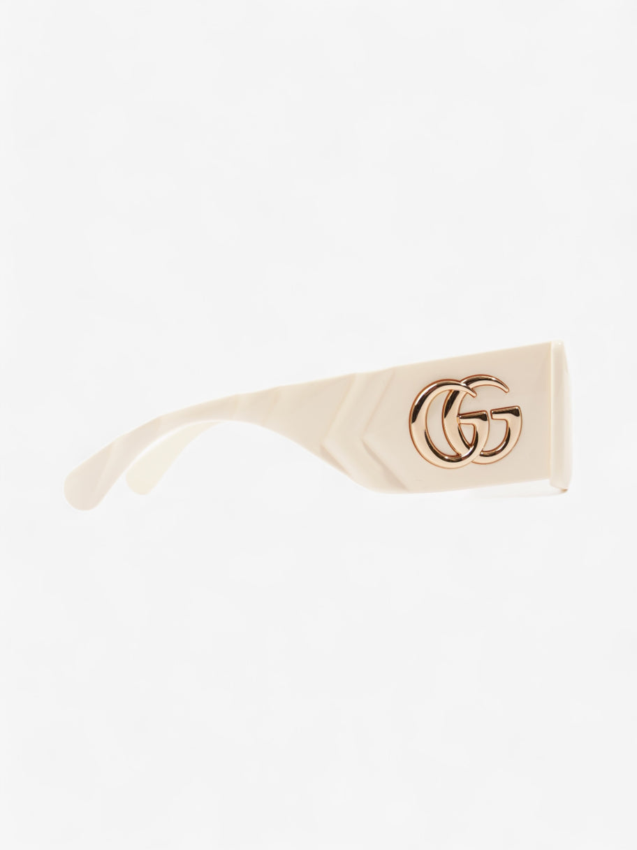 Gucci GG Logo Quilted Rectangular Sunglasses Cream Acetate 145mm Image 4