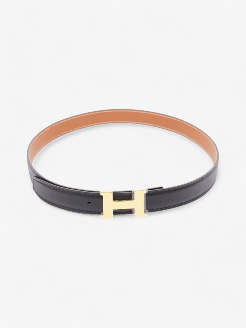  Hermes Mini Constance Belt Buckle and Reversible Strap Black / Gold / Brown Calfskin Leather 85cm