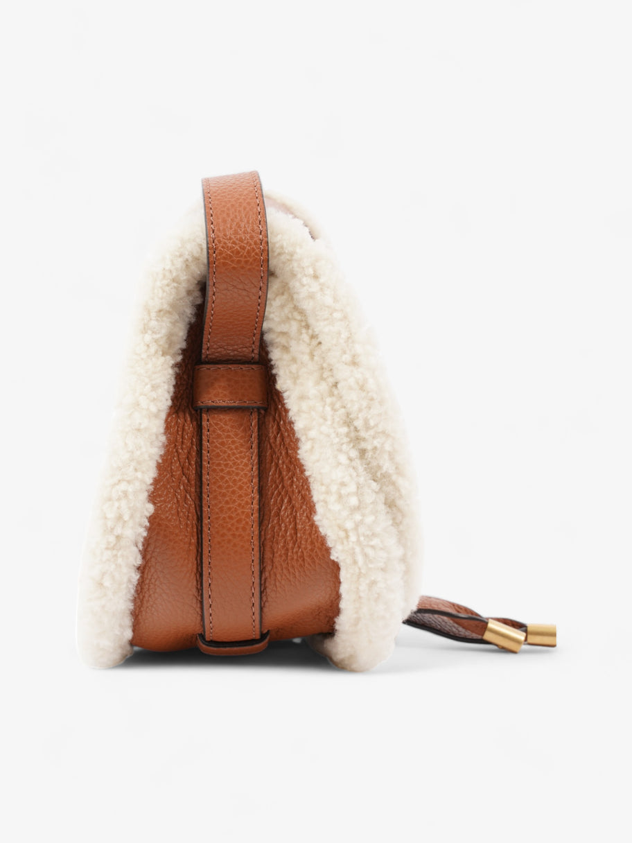 Shearling-Trim Marcie Saddle Tan Leather Mini Image 5