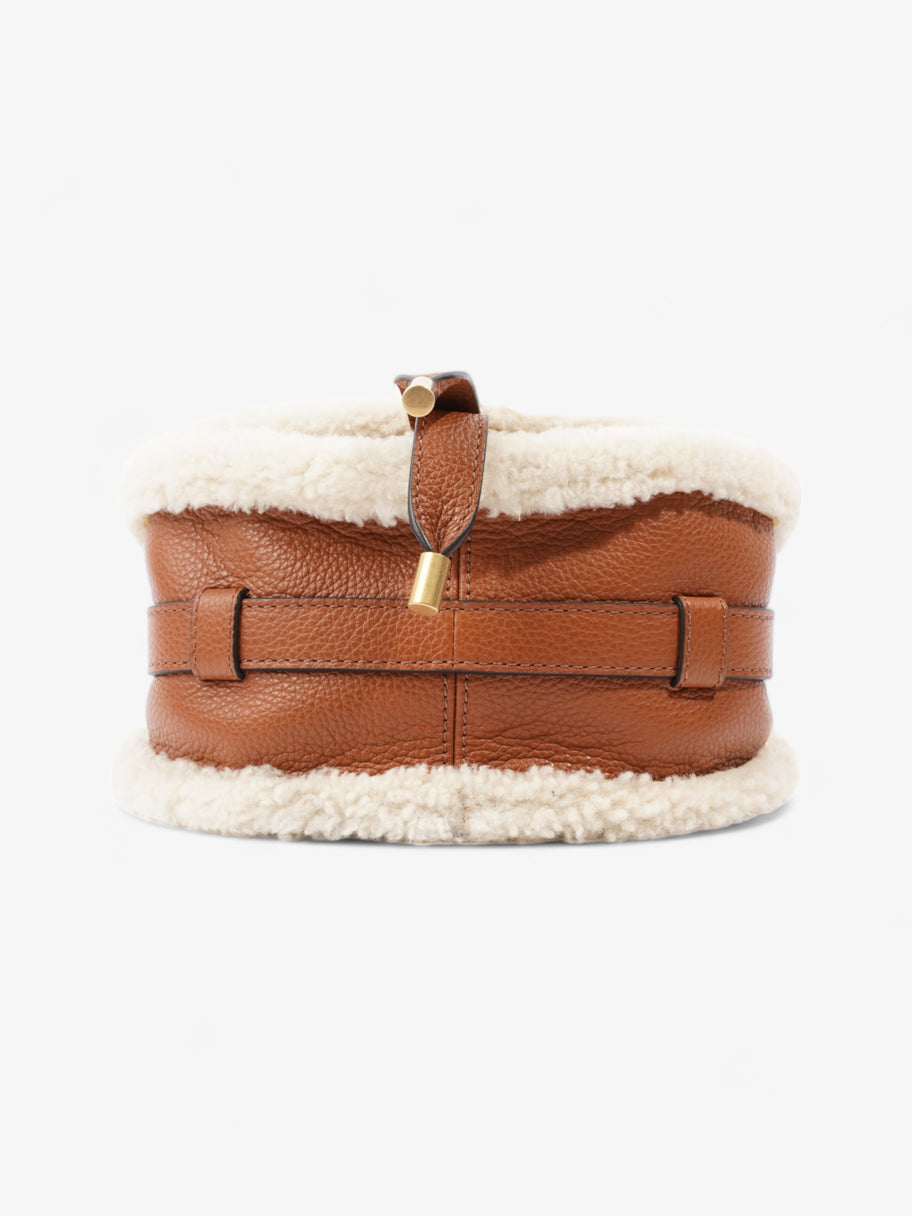 Shearling-Trim Marcie Saddle Tan Leather Mini Image 6