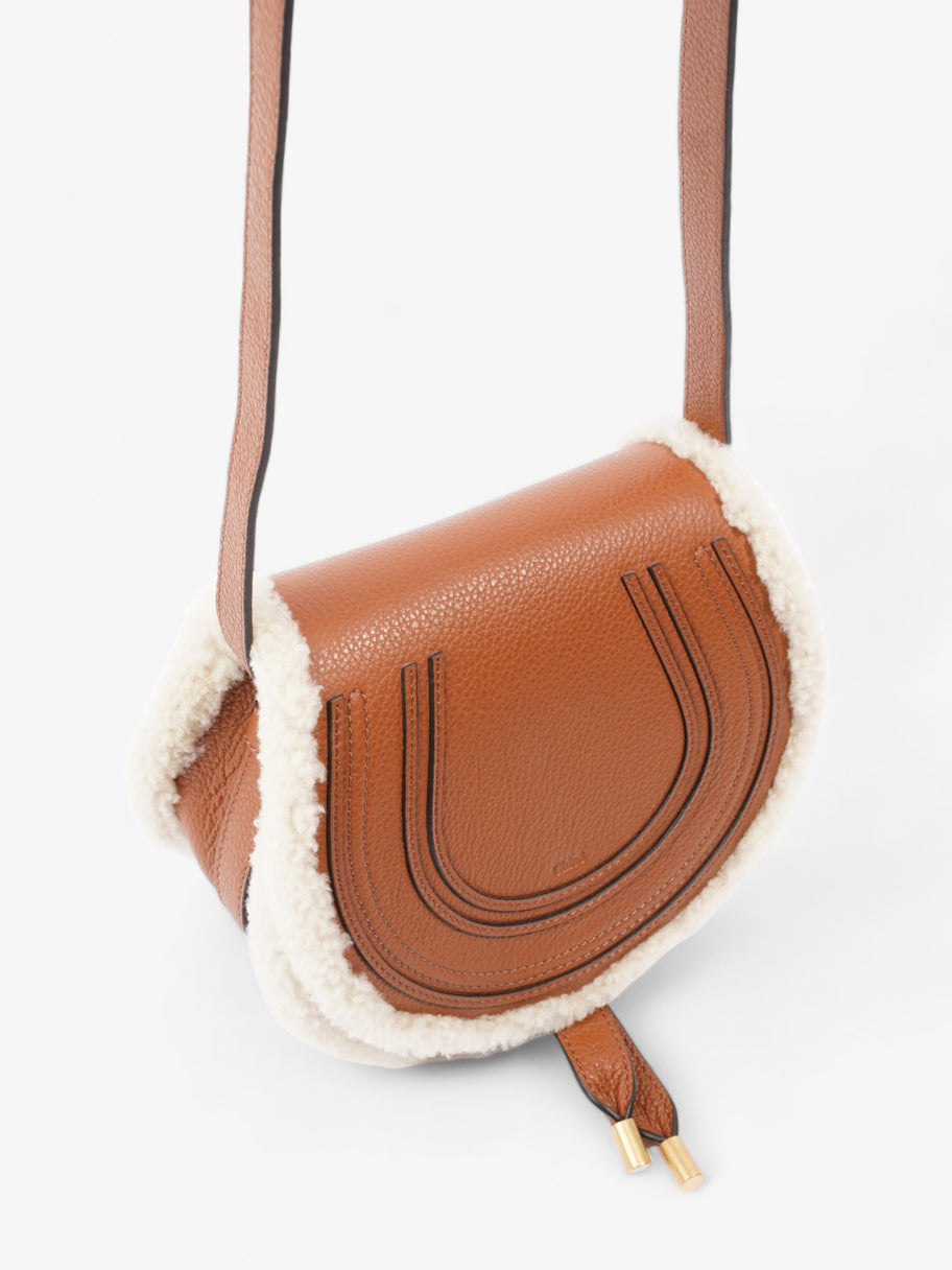 Shearling-Trim Marcie Saddle Tan Leather Mini Image 7