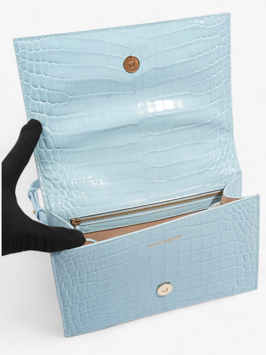 Alexander McQueen Jewelled Satchel Pale Blue Embossed Leather Image 8