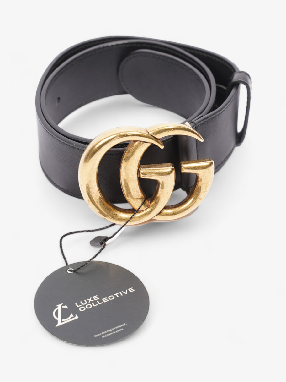 Double G Buckle Belt Black Leather 65cm 26