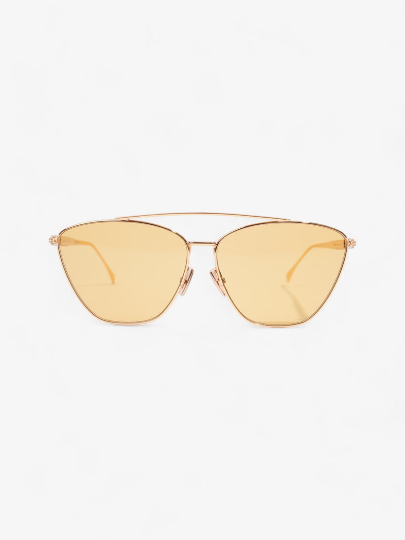  Fendi Baguette Aviator Sunglasses Gold / Yellow Acetate 145mm