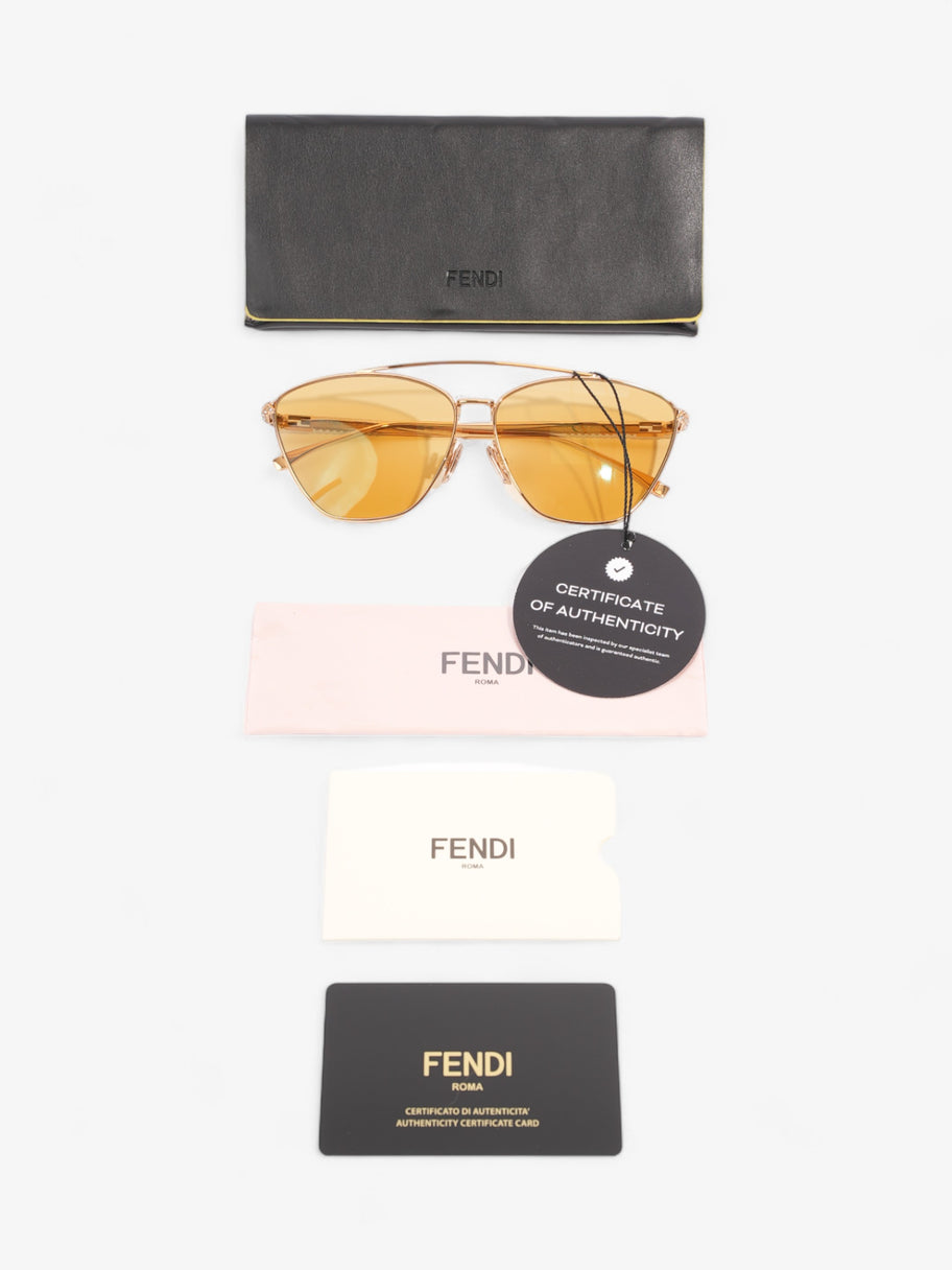 Fendi Baguette Aviator Sunglasses Gold Yellow Acetate 145mm Luxe Collective