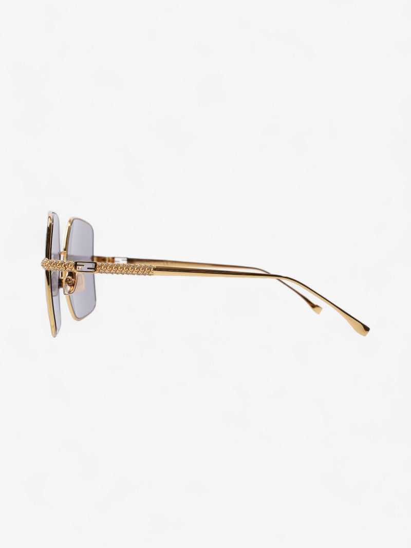  Fendi Oversized Sunglasses with Rhinestones Gold Acetate 145mm
