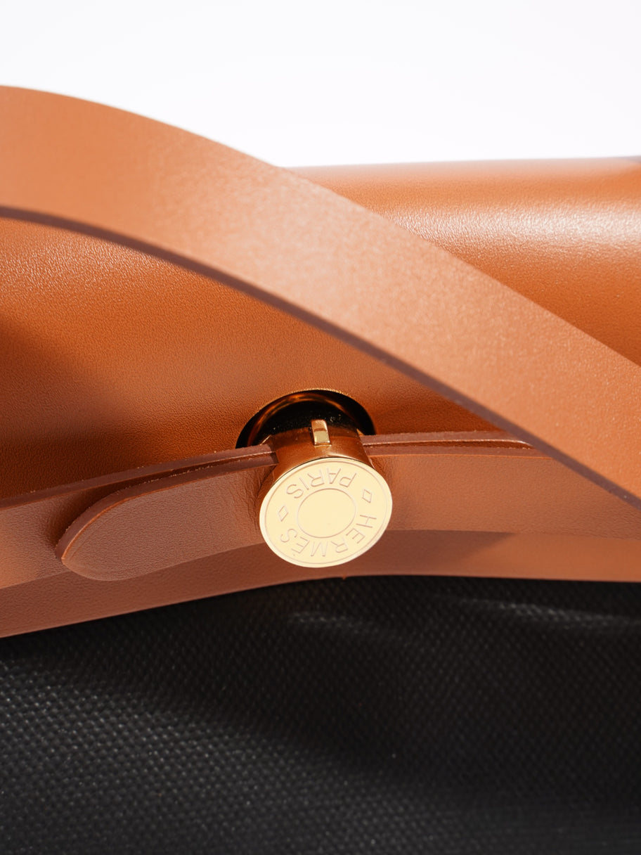 Hermes Herbag Zip Black / Tan Canvas 31 Image 3