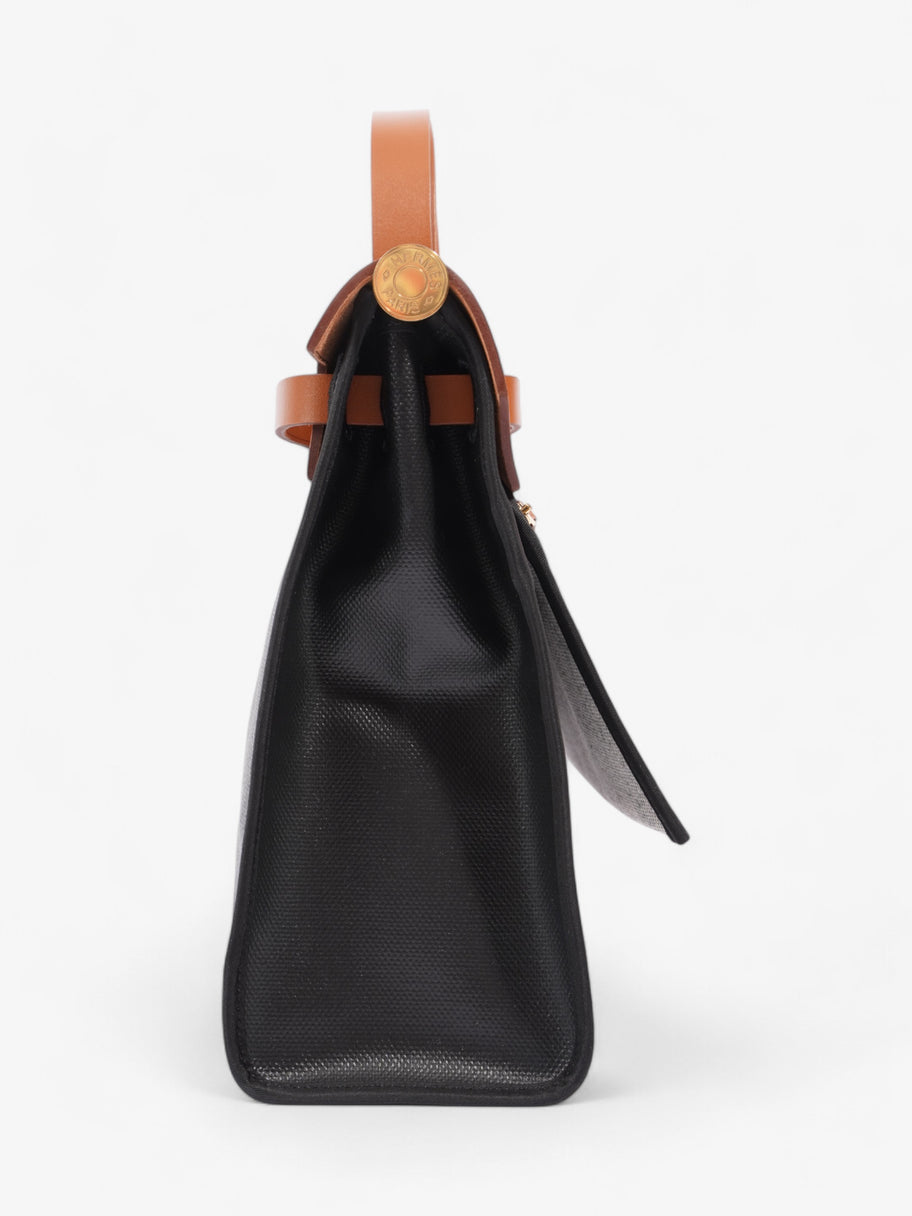 Hermes Herbag Zip Black / Tan Canvas 31 Image 4