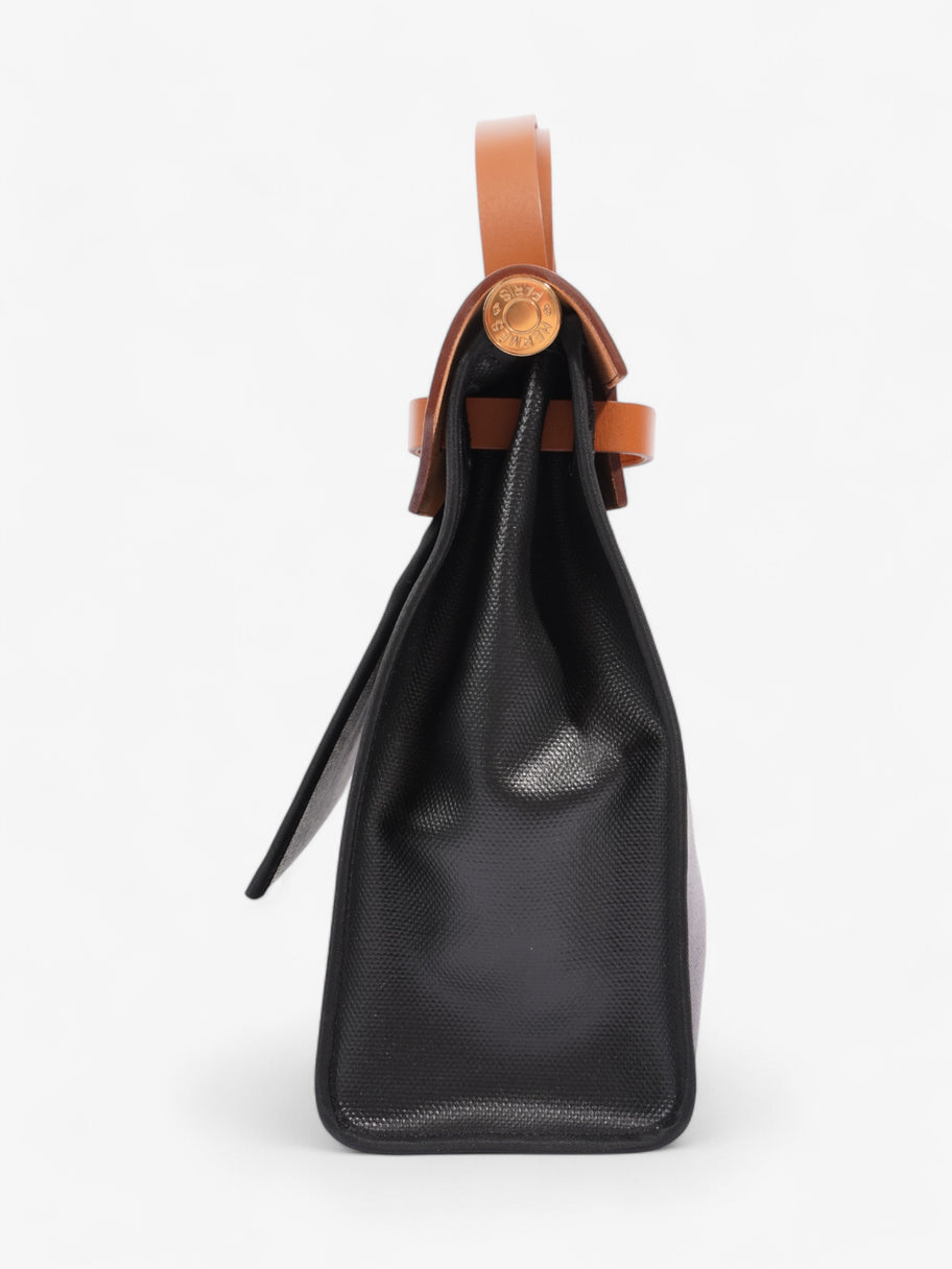 Hermes Herbag Zip Black / Tan Canvas 31 Image 6