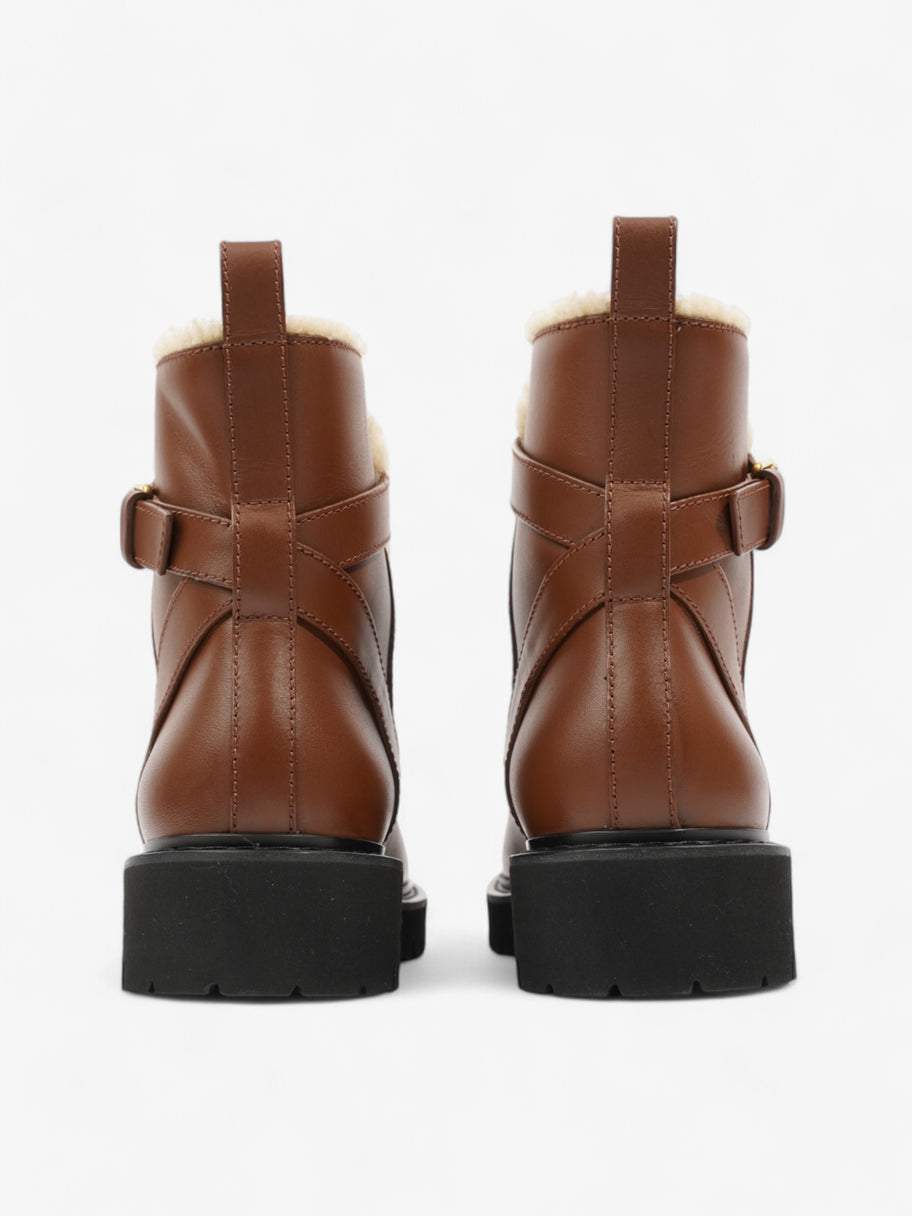 Valentino V Logo Combat Boots Brown Leather EU 38 UK 5 Image 6