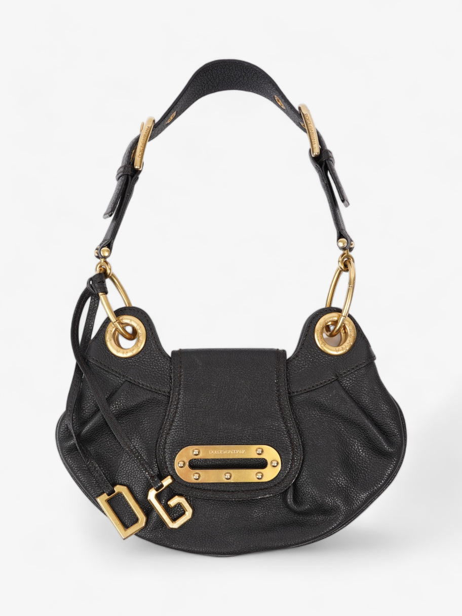 Dolce and Gabbana Chain Linked Shoulder Bag Black Leather Image 1