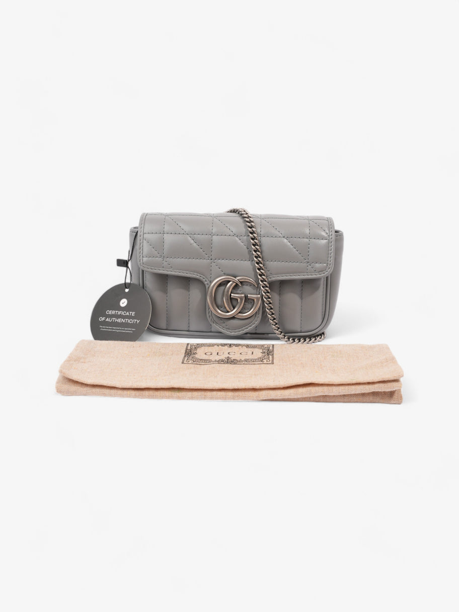 Gucci GG Marmont Grey Matelasse Leather Super Mini Image 11