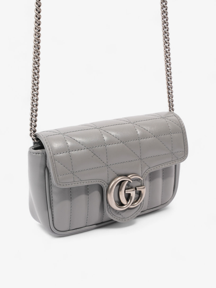 Gucci GG Marmont Grey Matelasse Leather Super Mini Image 7