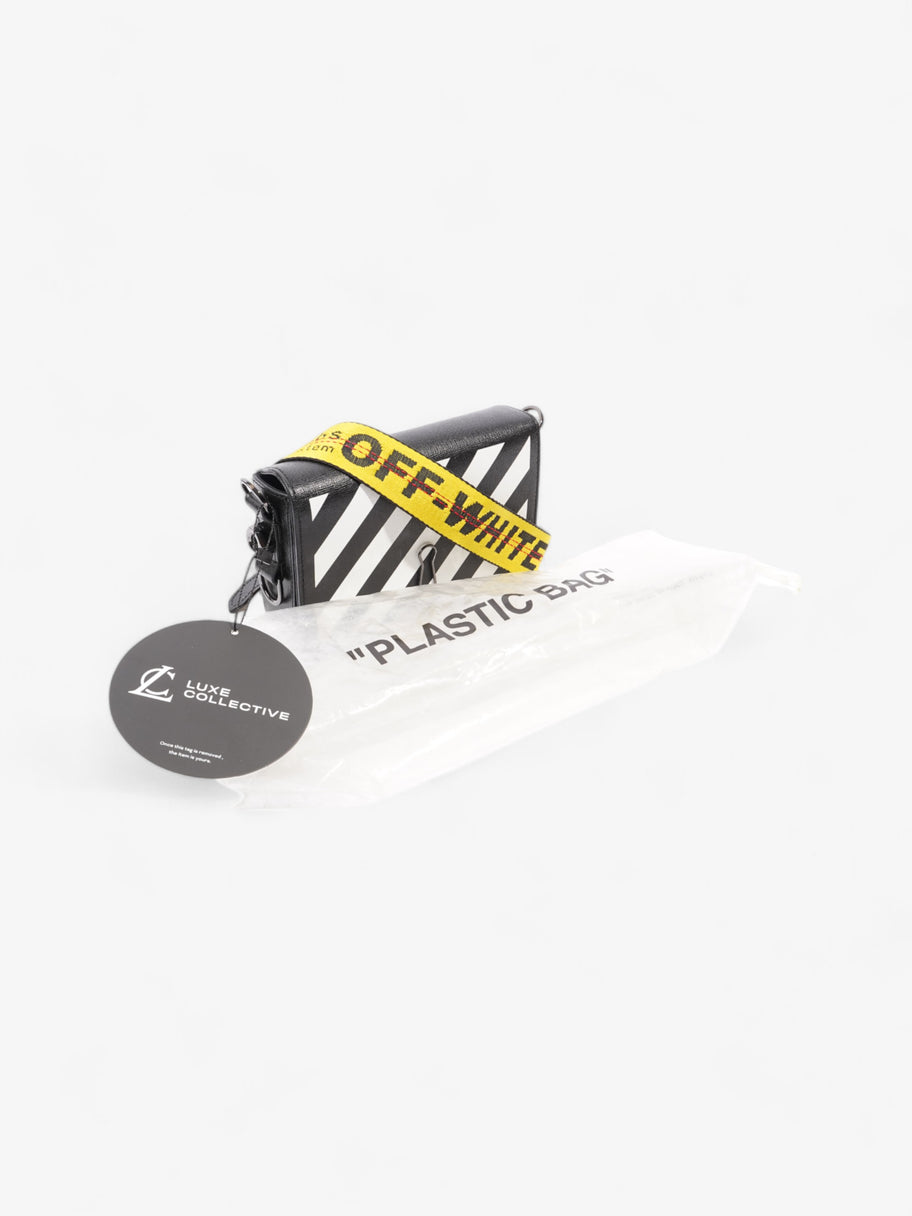 Off White Binder Clip Flap Diagonal Black / White Leather Mini Image 9