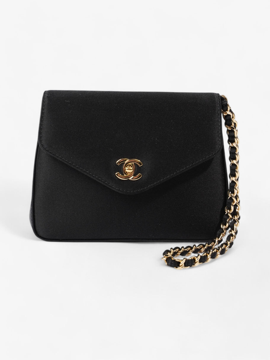 Chanel Vintage Envelope Wristlet Black Satin Image 1