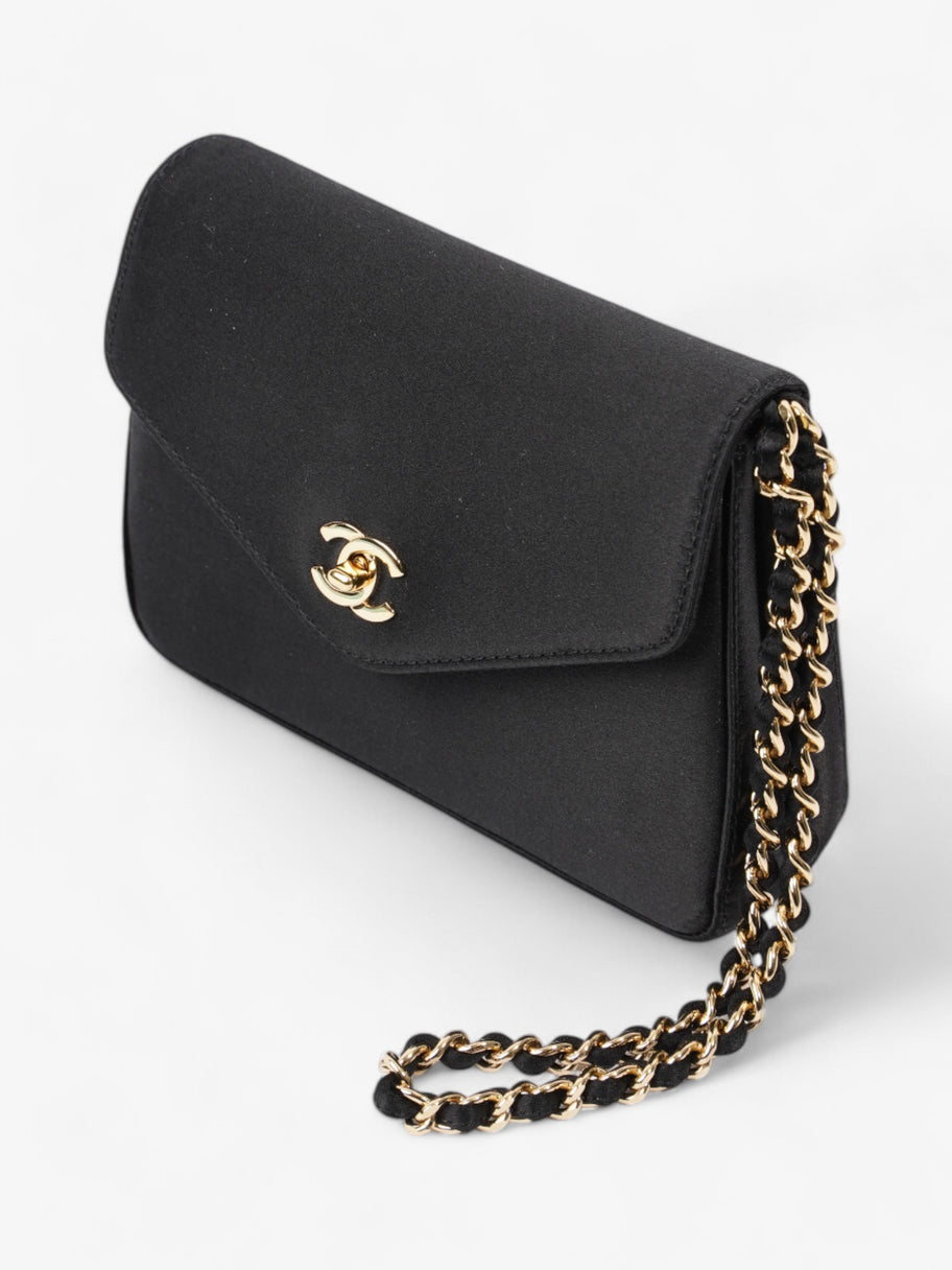 Chanel Vintage Envelope Wristlet Black Satin Image 7