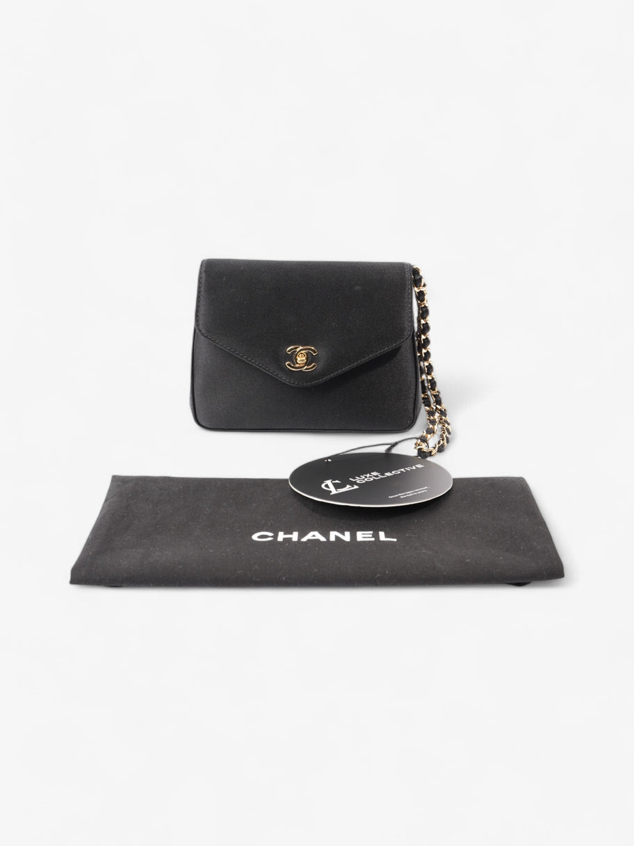 Chanel Vintage Envelope Wristlet Black Satin Image 10