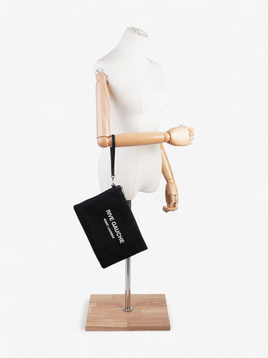 Saint Laurent Rive Gauche Clutch Black / White Canvas Image 2