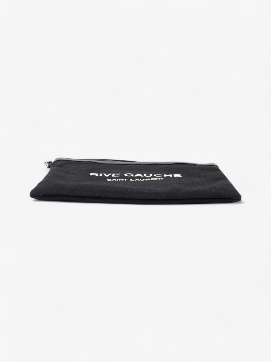 Saint Laurent Rive Gauche Clutch Black / White Canvas Image 6