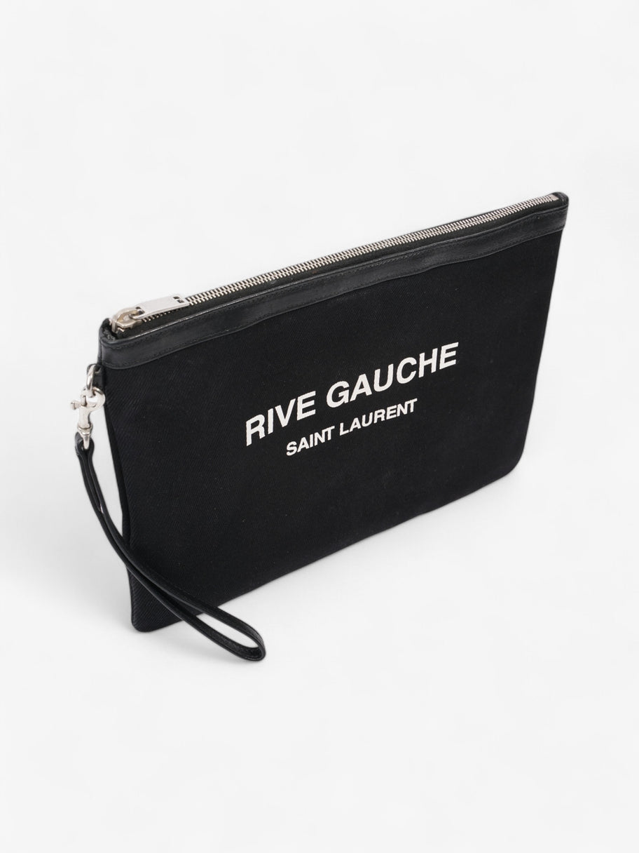 Saint Laurent Rive Gauche Clutch Black / White Canvas Image 7