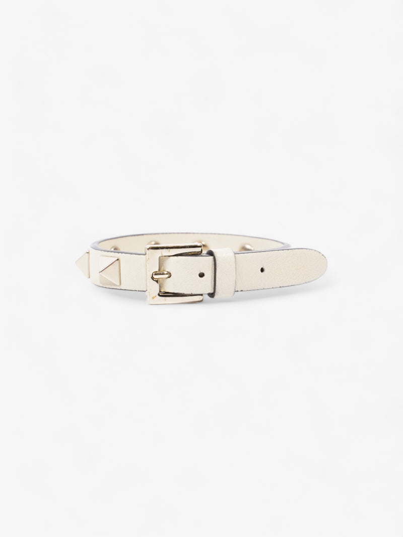  Valentino Rockstud Bracelet Light Ivory Leather