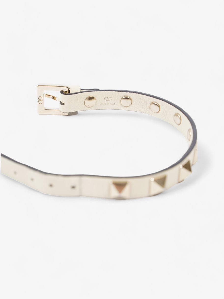 Valentino Rockstud Bracelet Light Ivory Leather Image 4