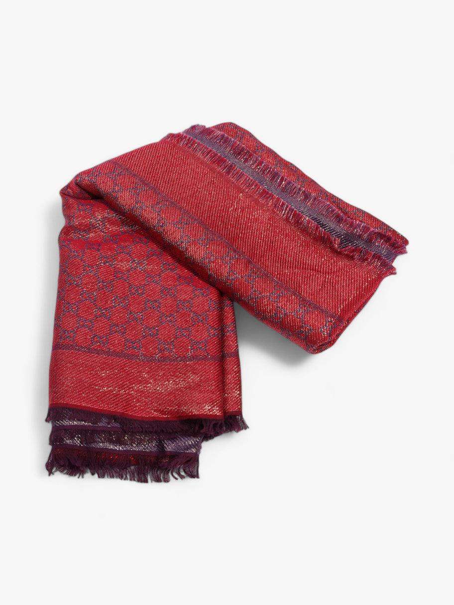 Gucci GG Scarf Purple / Red Silk Image 2