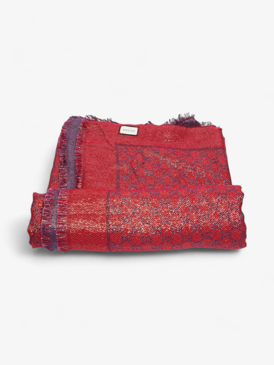 Gucci GG Scarf Purple / Red Silk Image 7