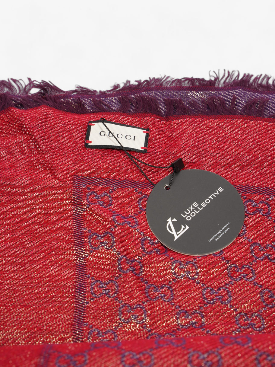 Gucci GG Scarf Purple / Red Silk Image 8