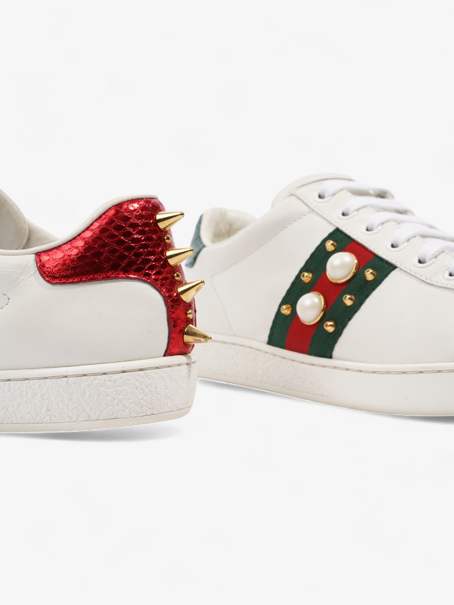 Gucci Ace Studded Sneakers White Green Red Leather EU 38 UK 5 Luxe Collective