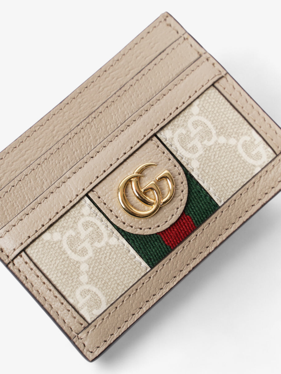 Gucci GG Card Holder Taupe / Gold Canvas Image 3