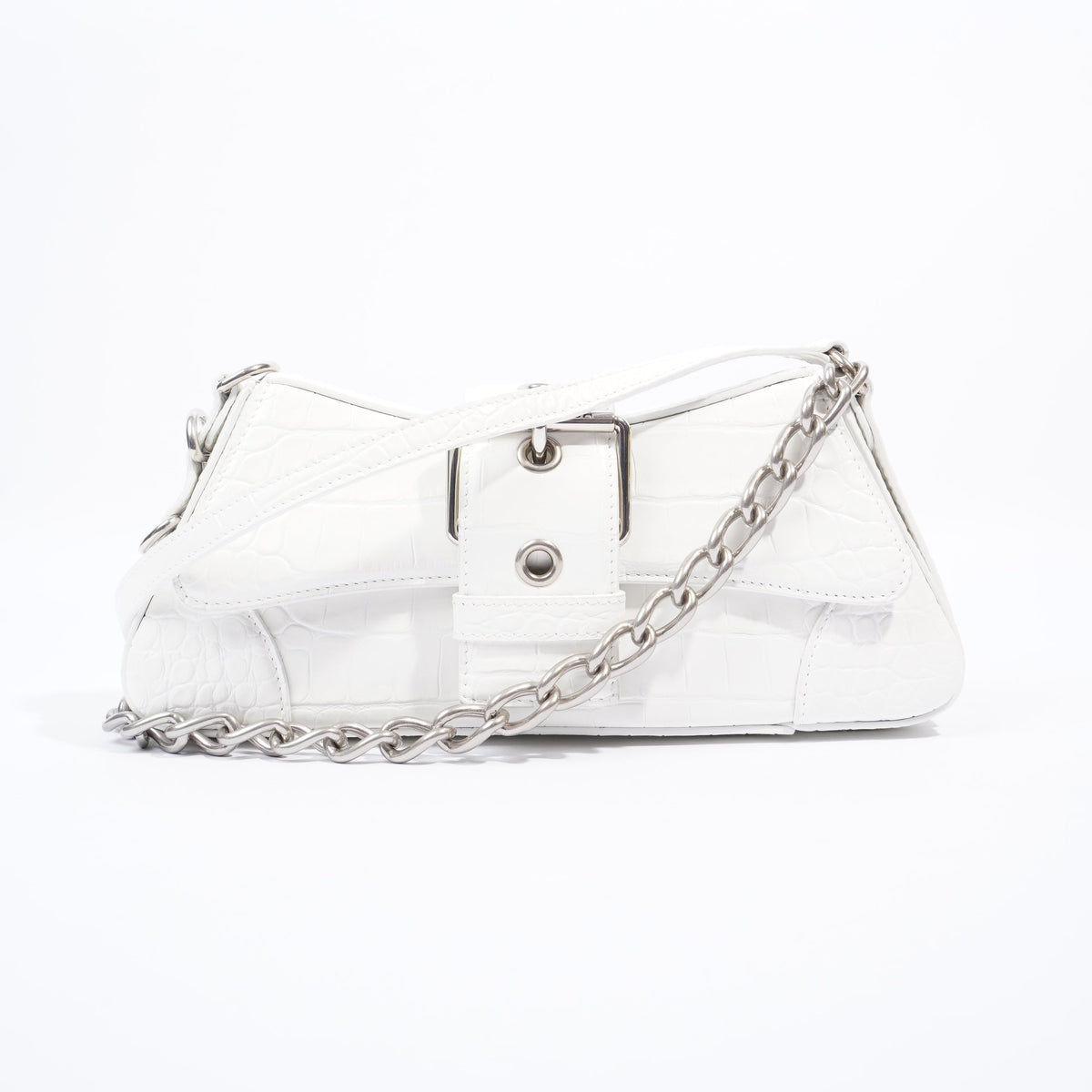 Balenciaga Lindsay White Croc Effect Embossed Leather – Luxe Collective