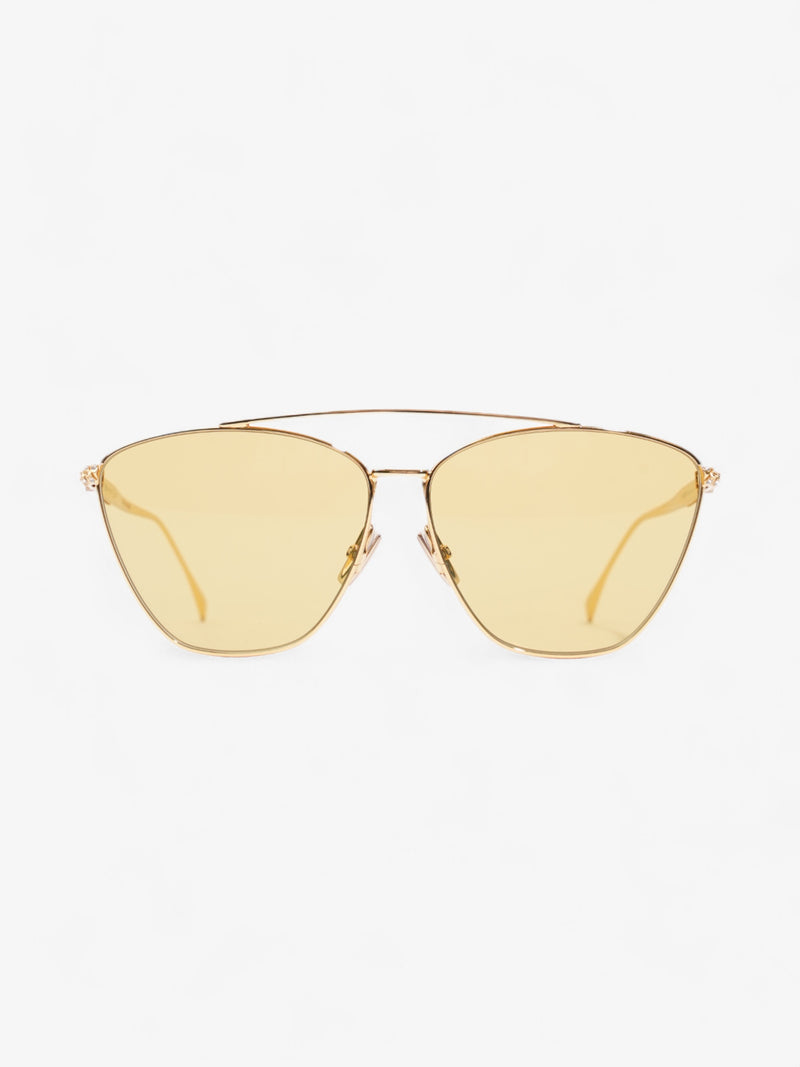  Fendi Baguette Aviator Sunglasses Gold / Yellow Acetate 145mm