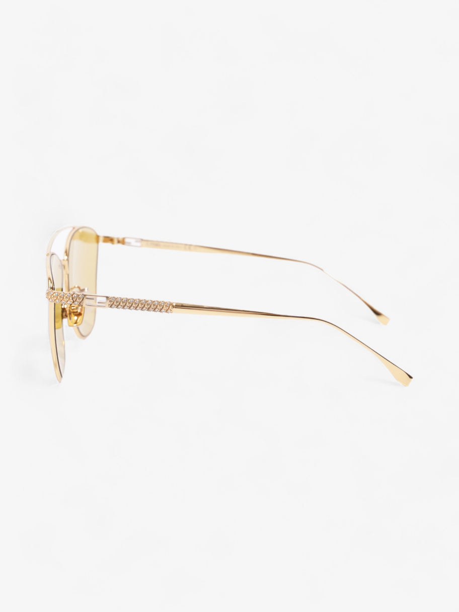 Fendi Baguette Aviator Sunglasses Gold / Yellow Acetate 145mm Image 2