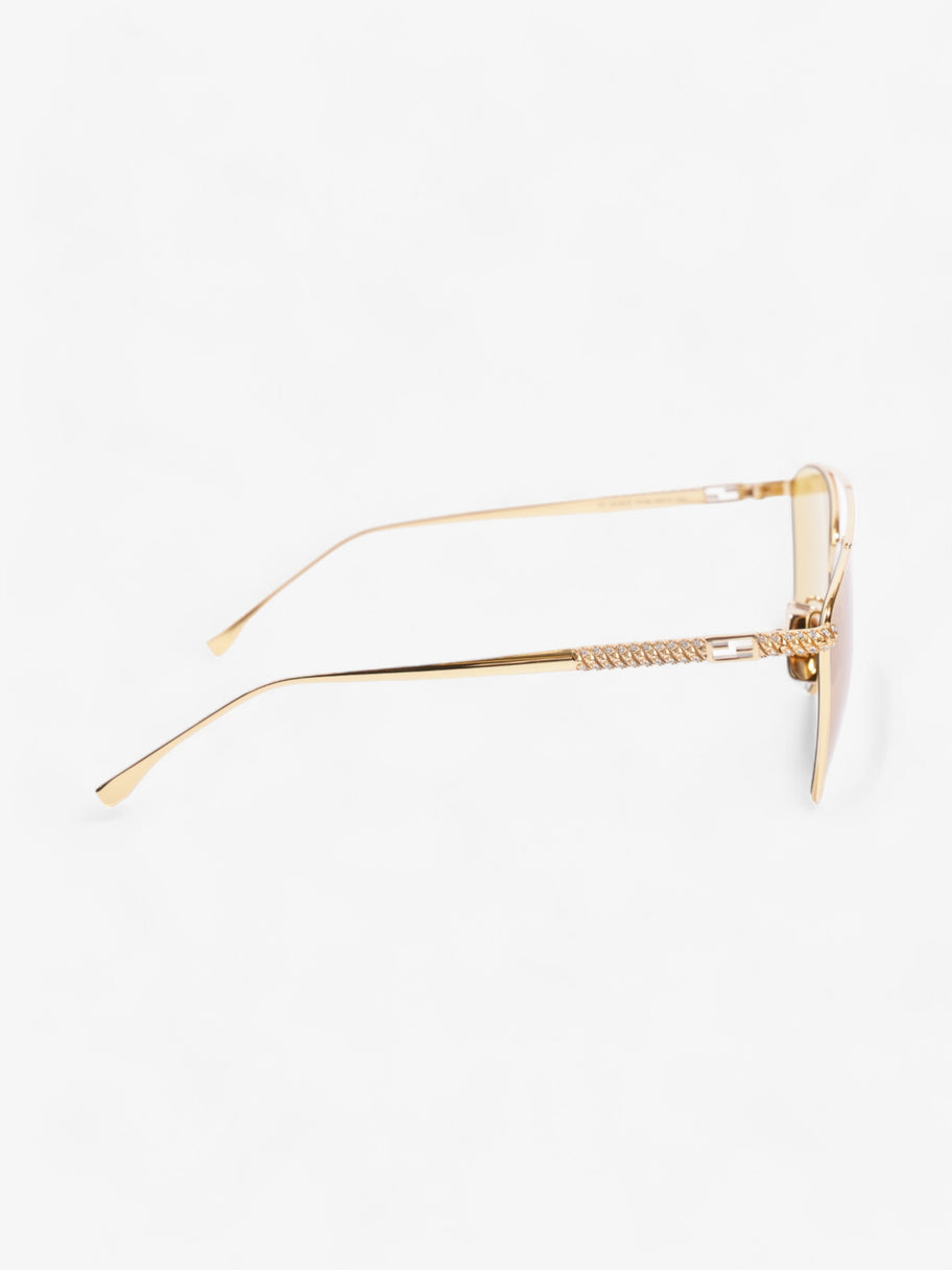 Fendi Baguette Aviator Sunglasses Gold / Yellow Acetate 145mm Image 4