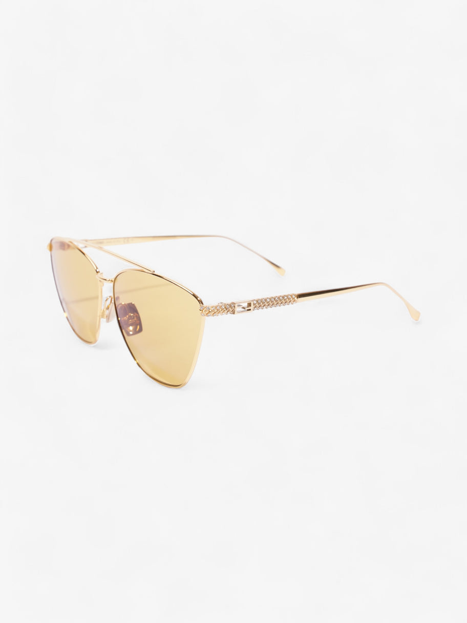 Fendi Baguette Aviator Sunglasses Gold / Yellow Acetate 145mm Image 5