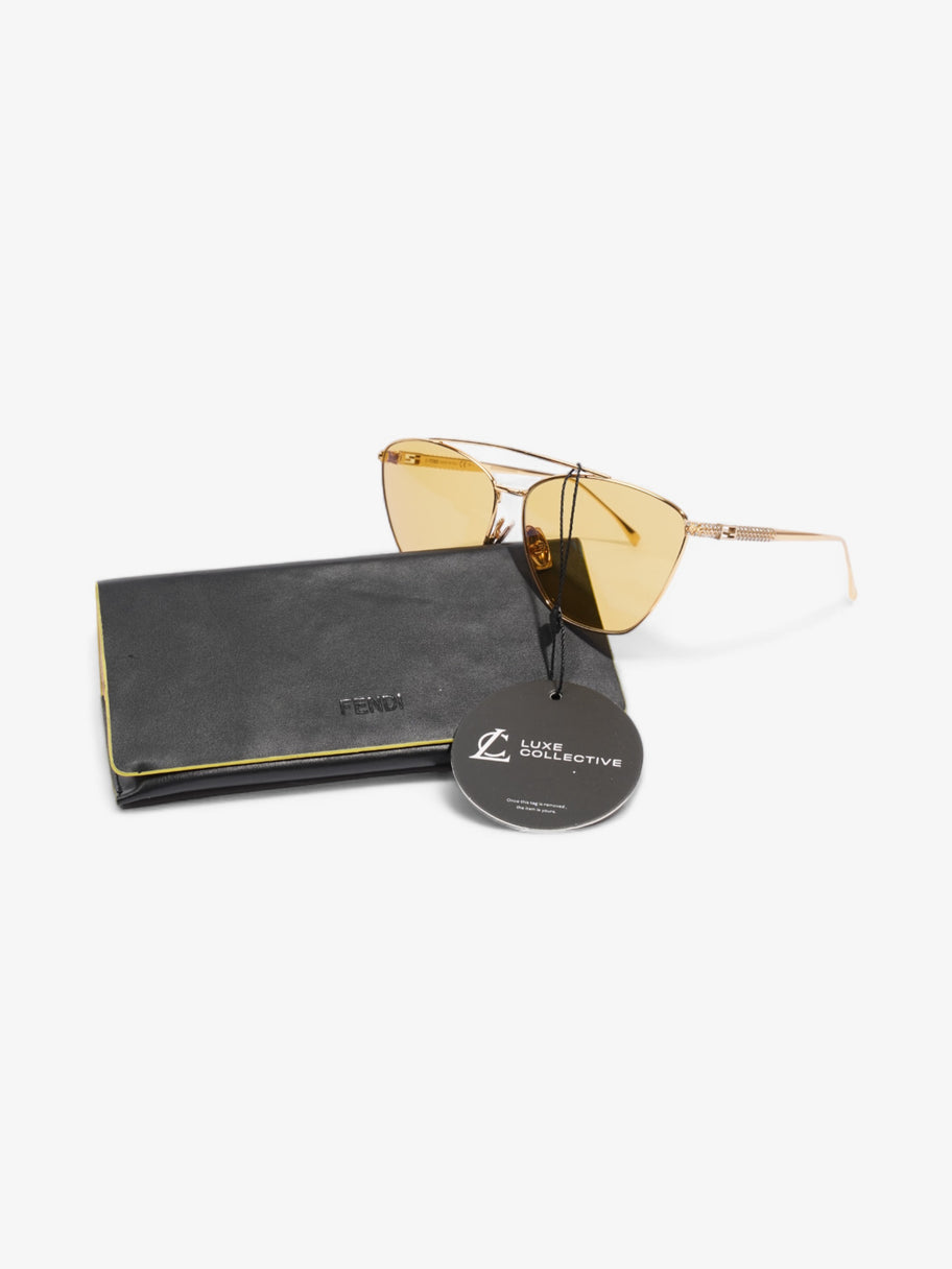 Fendi Baguette Aviator Sunglasses Gold / Yellow Acetate 145mm Image 6