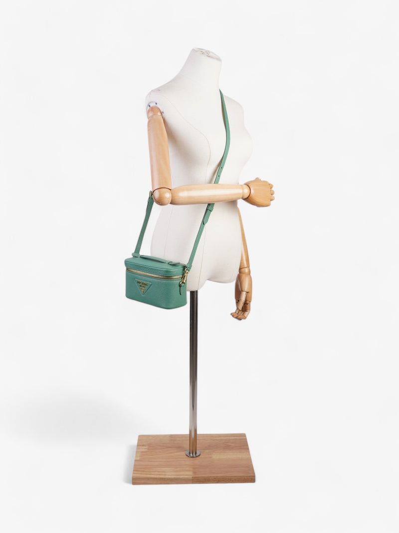  Prada Top Handle Bag Green Calfskin Leather Mini