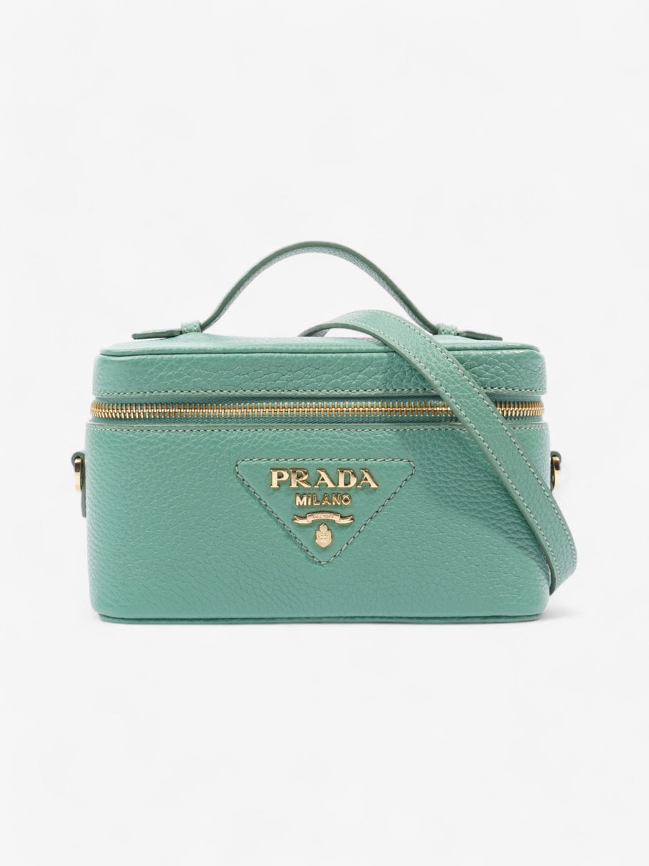 Prada Top Handle Bag Green Calfskin Leather Mini Image 1