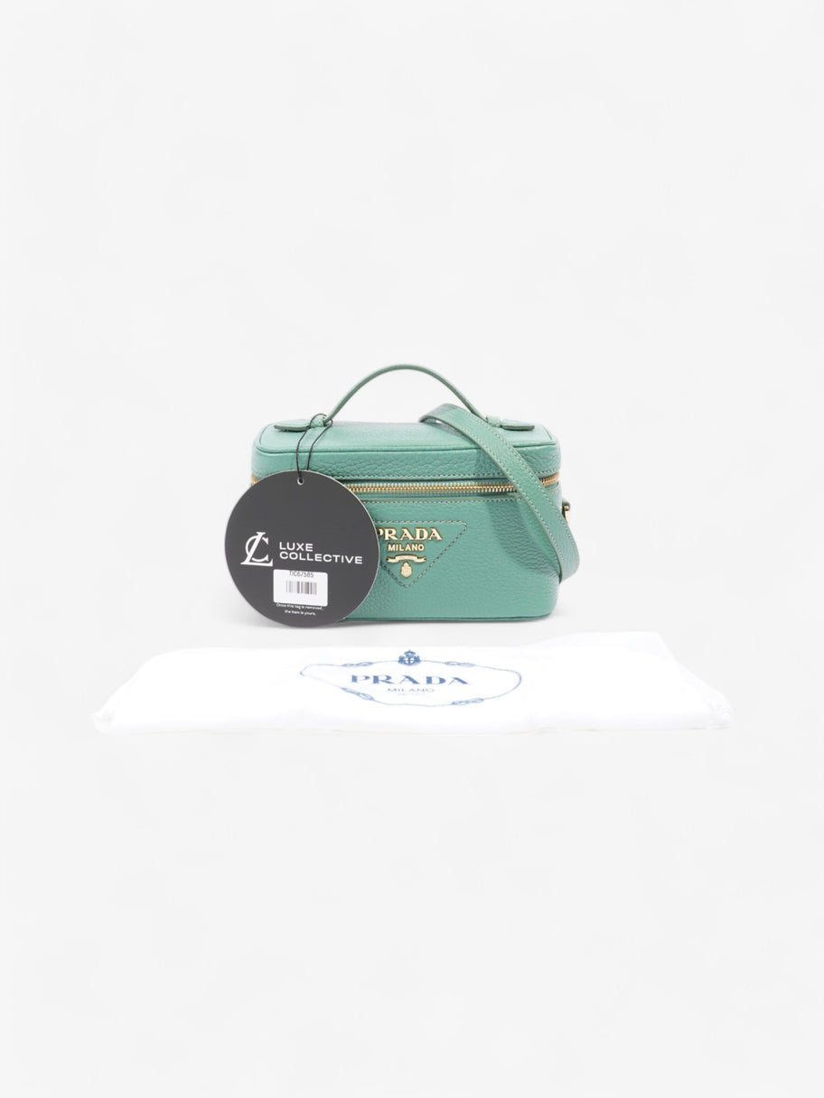 Prada Top Handle Bag Green Calfskin Leather Mini Image 8