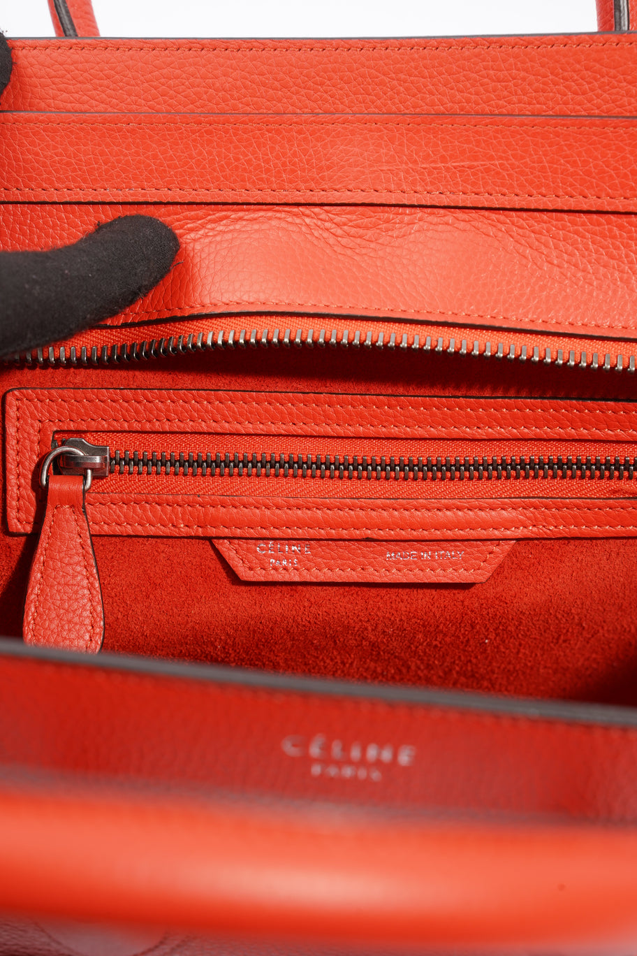 Micro Luggage Orange Calfskin Leather Image 10