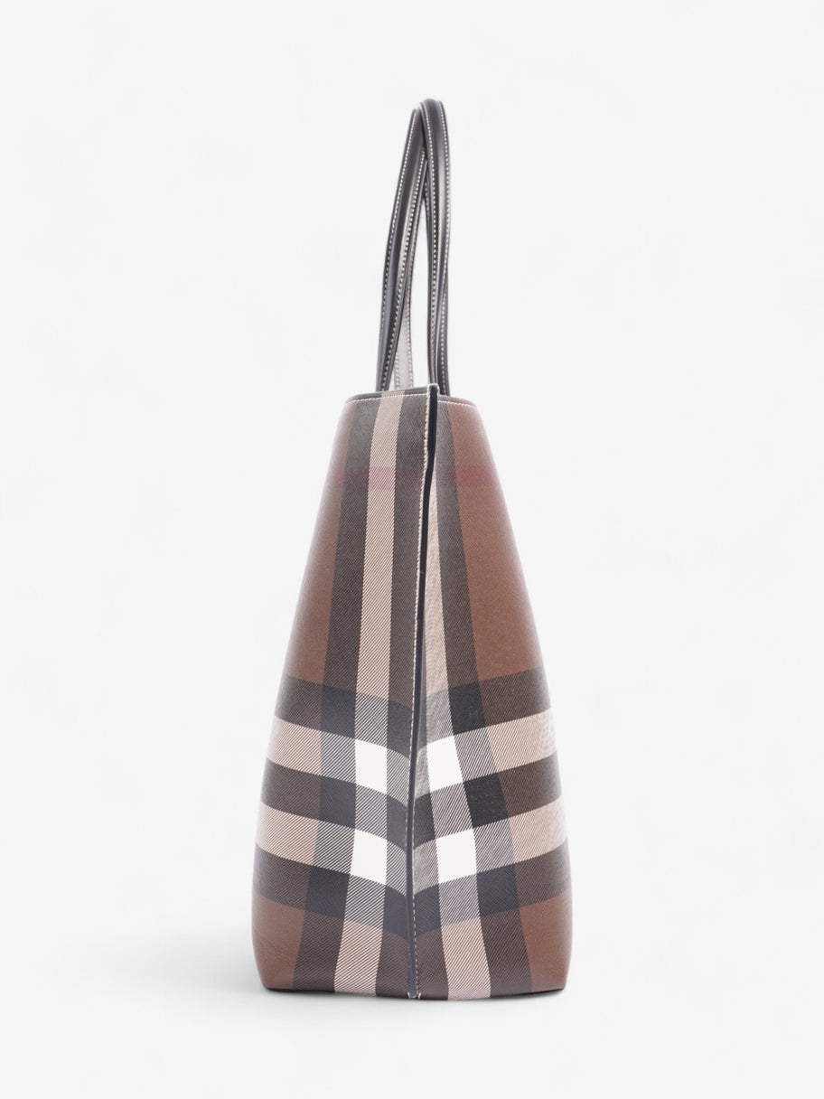 Burberry Check Tote Dark Birch Brown Calfskin Leather Medium Image 6