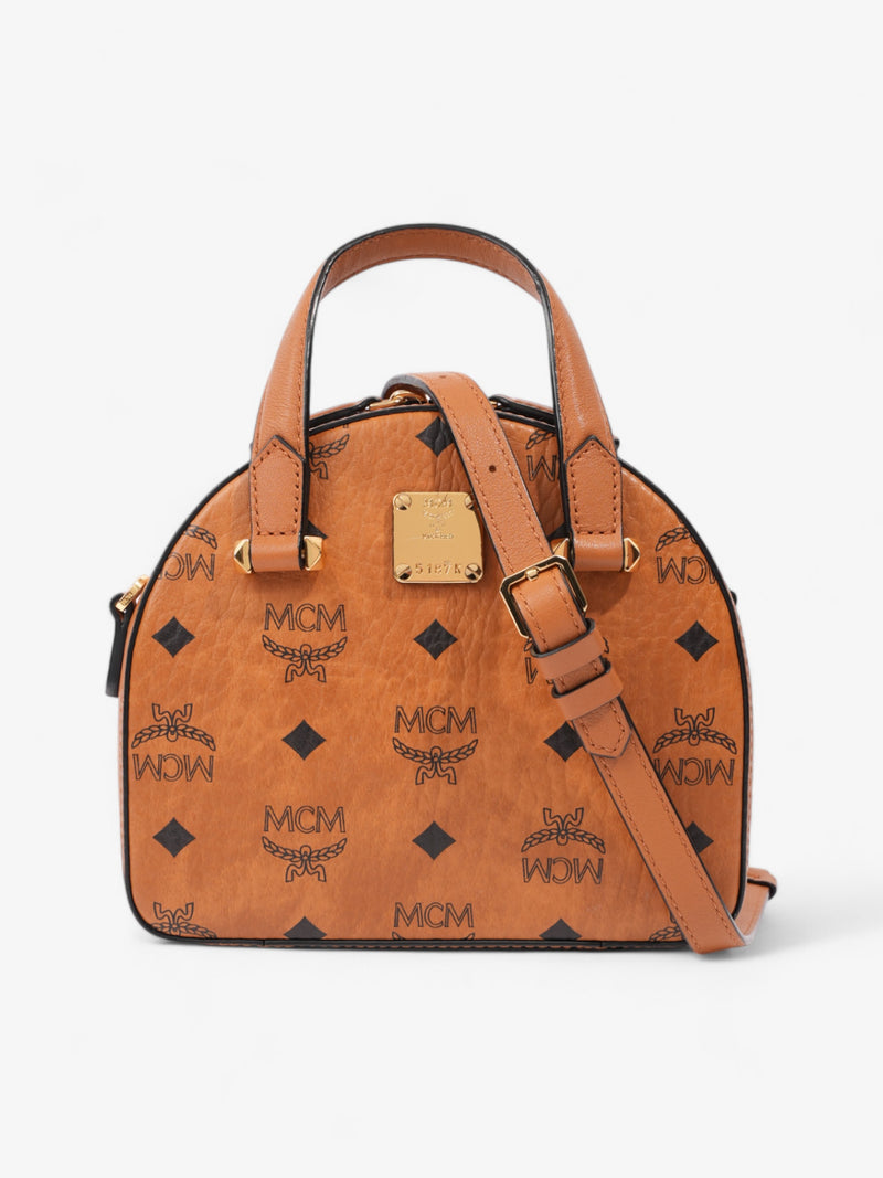  MCM Visetos Top Handle Brown / Black Canvas