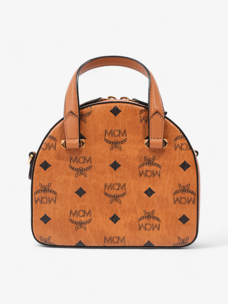 MCM Visetos Top Handle Brown Black Canvas Luxe Collective