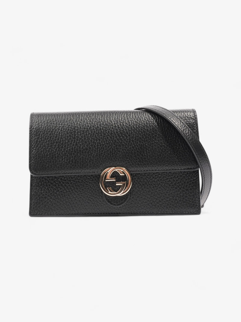  Gucci Interlocking G Chain Wallet Black Leather