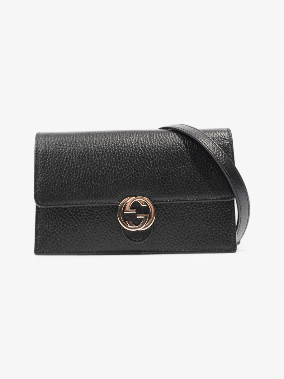 Gucci Interlocking G Chain Wallet Black Leather Image 1