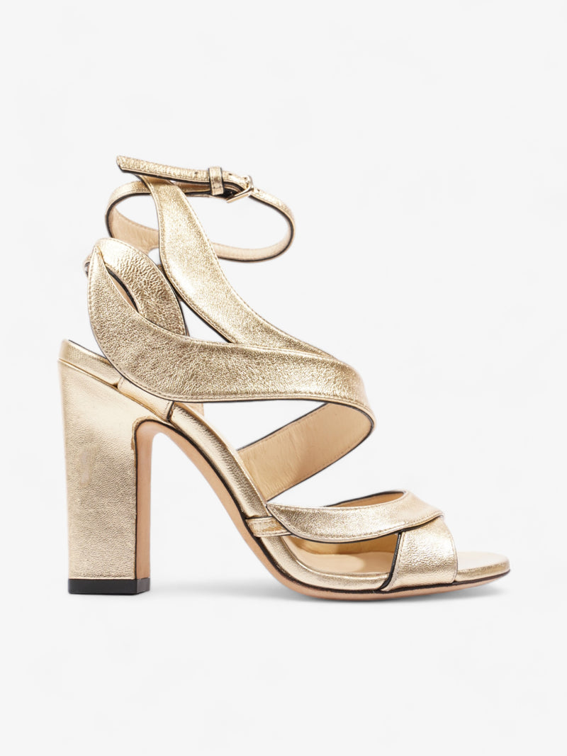  Jimmy Choo Falcon Heels 70mm Gold Nappa Leather EU 34.5 UK 1.5