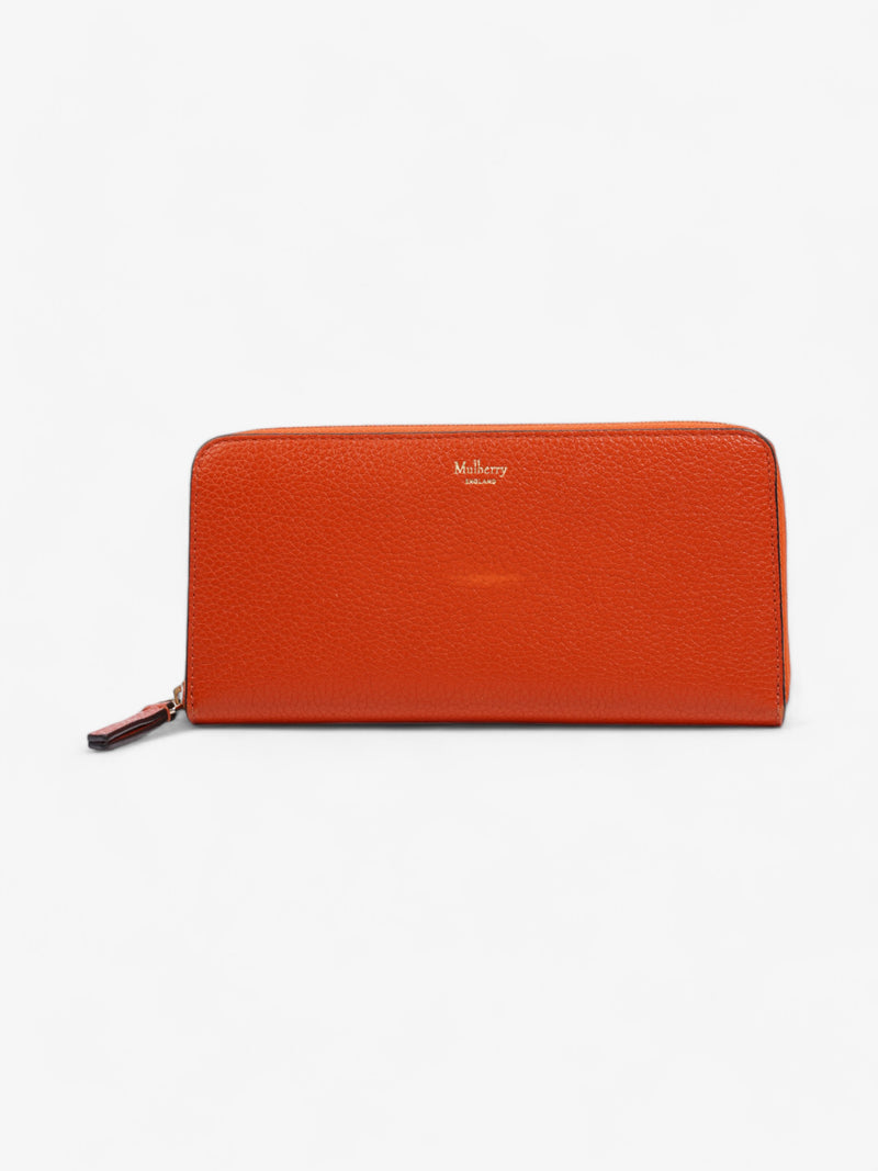  Mulberry Zip Around Wallet Orange Grained Leather