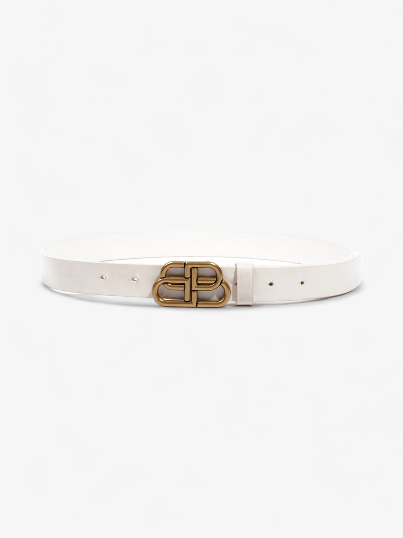  BB Thin Belt White Calfskin Leather 75cm / UK 8